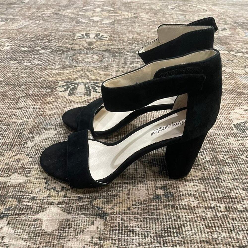 Jeffrey Campbell Lindsay Black Suede Ankle Strap Block Heel Sandals Womens 8.5